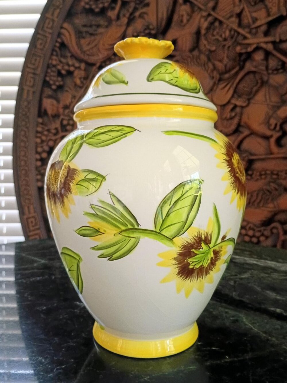 Nonni's Tuscan Large Sunflower Hand painted Ceramic Biscotti Cookie Jars Set - Picture 5 of 11